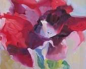 Single Gloxinia by Linda Hunt, 8"X8", abstract realism, realism, alla prima, contemporary, oil painting