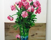 Winter bouquet - Original acrylic painting- Still life  vintage painting - wall art- wall decor- home decor - black and white painting