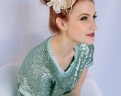Gemma Bridal Mini Hat, Wedding Headpiece, Bridal Hair Piece, Hand Painted Silk Flower Fascinator, Hair Clip, Ships in 1 Month