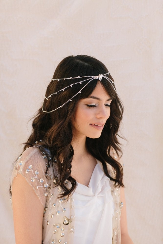 Harlow Bridal Headband, Austrian Crystals, 1930's Vintage Halo, Bohemian Bridal Hair Piece, Wedding Headpiece, Ships in 1 Month