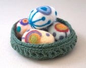 Twine jute bowl green Easter basket crochet for eggs eco friendly gift Mother rustic home decor cottage