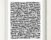 10 French Words to Love - Romantic French Print in Classic Black and White - 8x10 inches