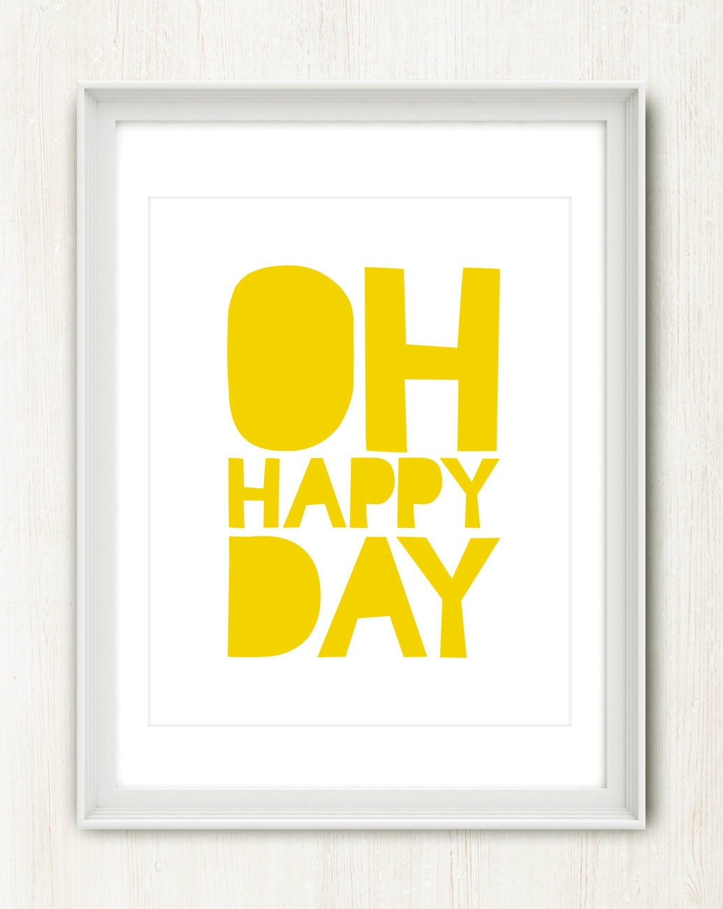 Think Happy. Be Happy - Inspiring 8x10 inch Print (in Sunshine Yellow and Cloud White)