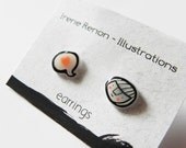 Love girl bubble stud earrings - opal and pink hand painted plastic earrings