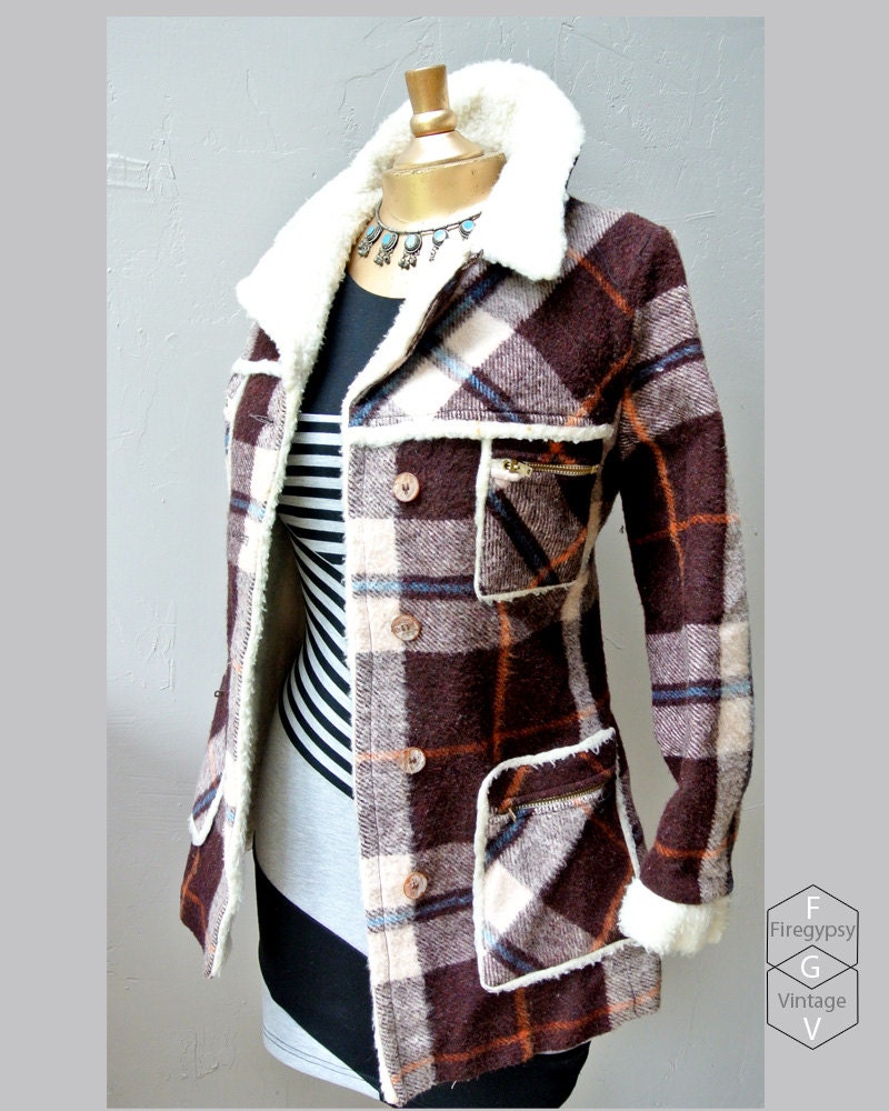 lumberjack jacket 1950s plaid wool coat with by FiregypsyVintage