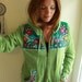 Mexican Embroidered Eco Friendly Chic Bohemian Upcycled Green Zip Up Hoodie Hooded Sweatshirt Sweater Size Large by MountainGirlClothing