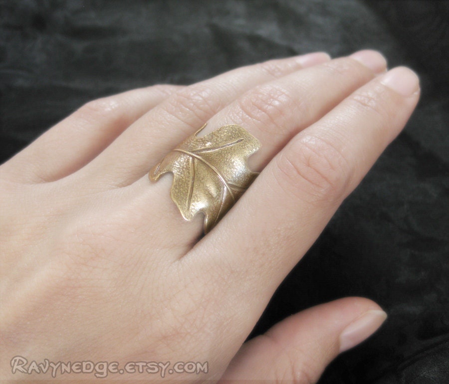 Druid's Treasure - Brass Oak Leaf Adjustable Ring