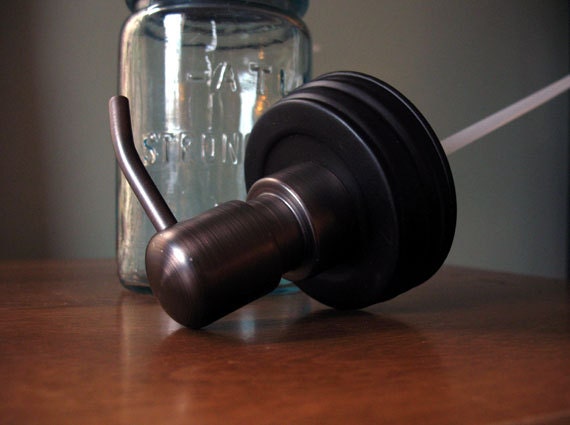 Mason Jar Soap Pump. LID ONLY black lid with black soap pump DIY Mason Jar Soap Dispensers