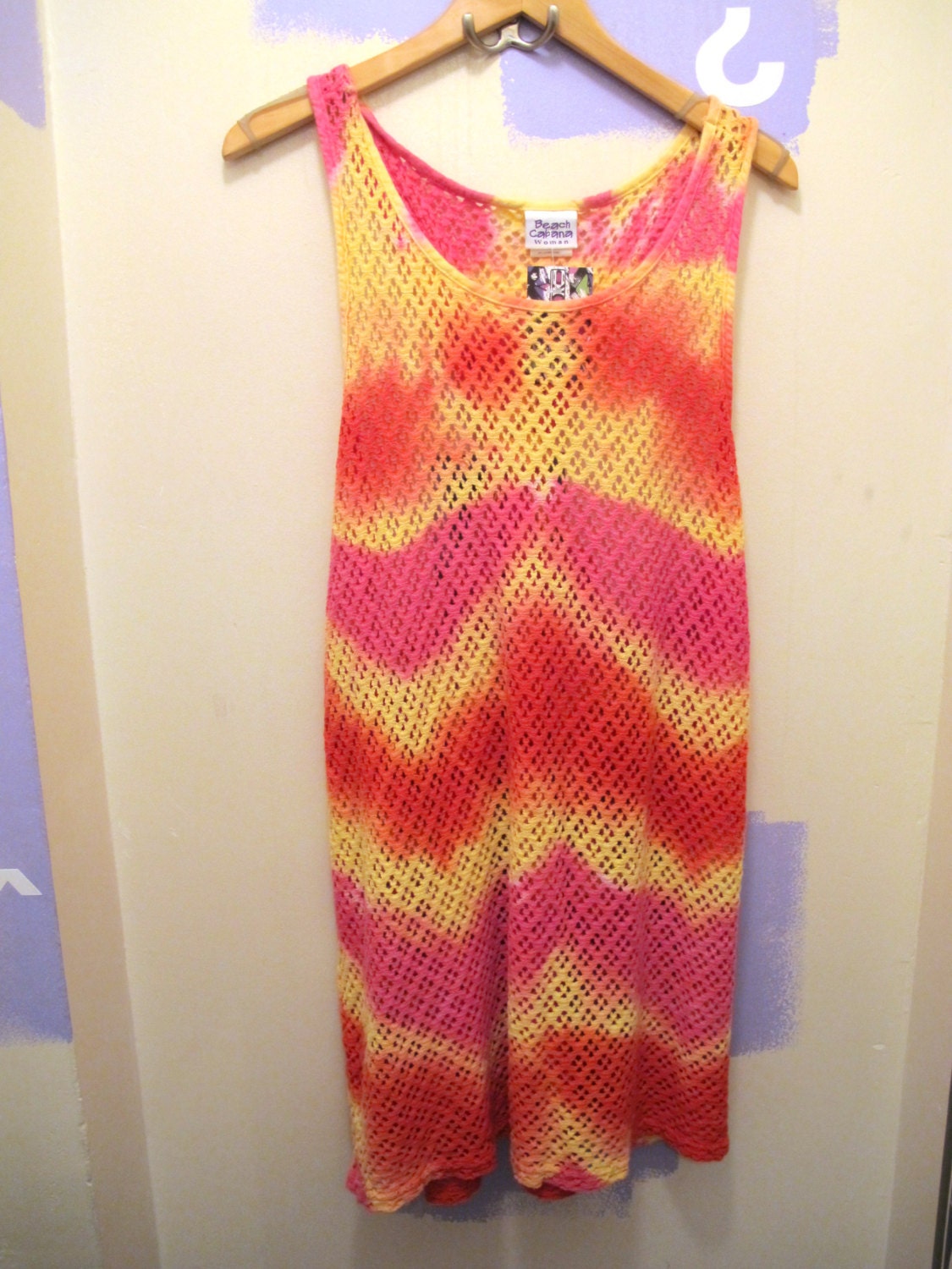 Pink and Yellow Tie Dye Net Tank Dress