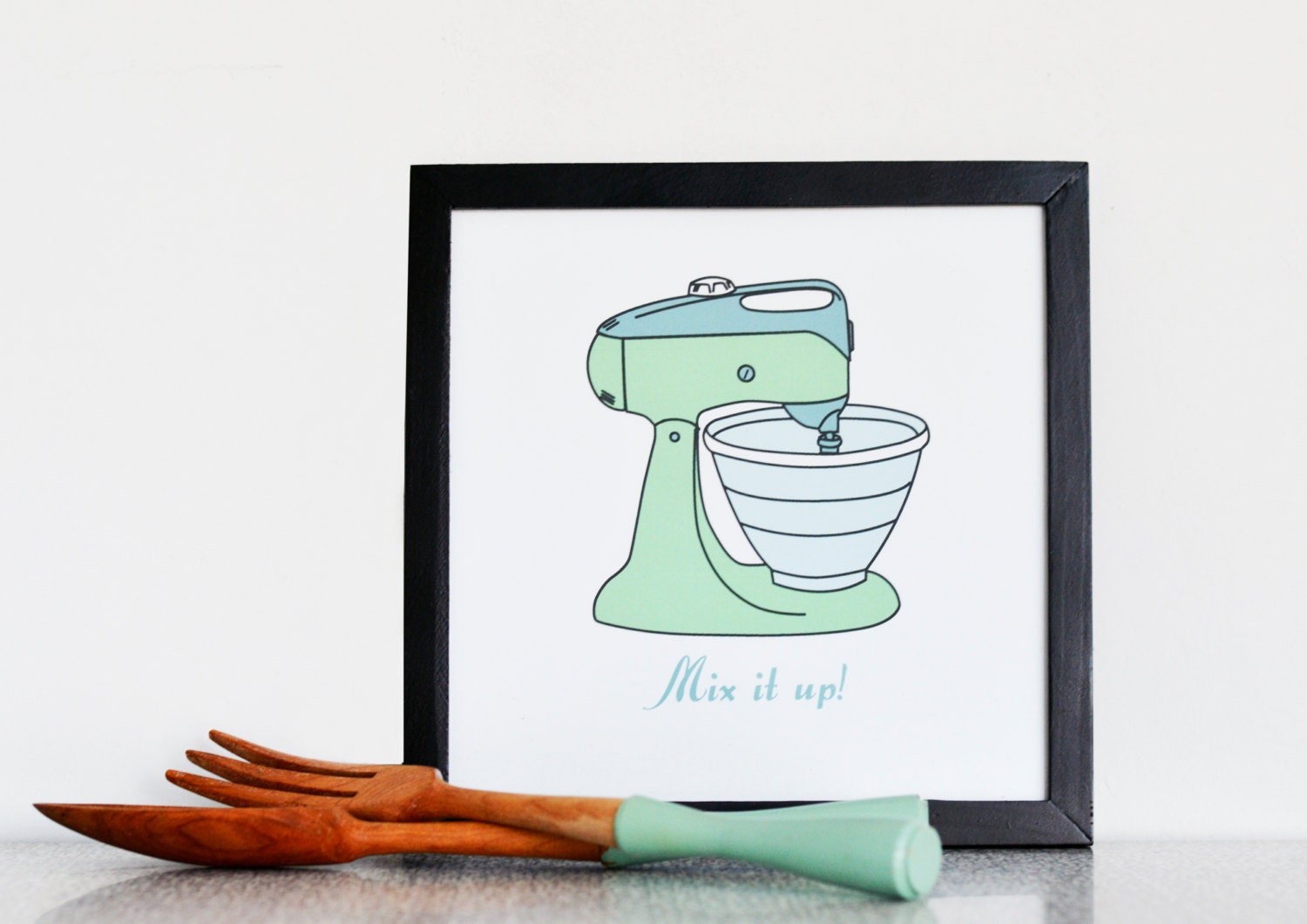 retro poster, kitchen art, retro kitchen mixer, unique housewarming gift