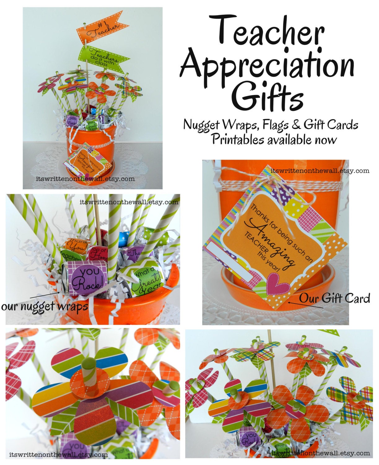 Teacher Appreciation Printable Package-Instant Download-See What we made using our Nugget Wraps, Flags & Gift Cards
