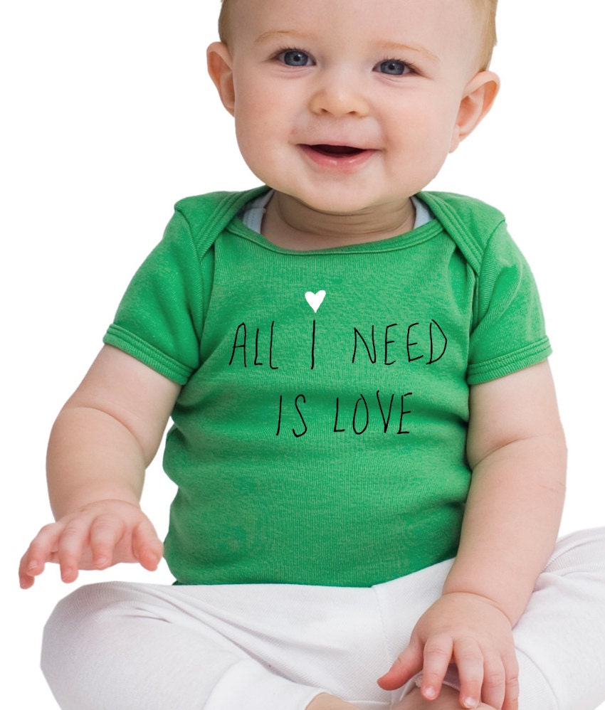 All I Need is Love, Valentine Special, grass green infant bodysuit, green heart, short sleeve, organic limited edition