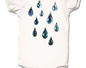 Infant Organic Raindrops bodysuit, natural cream short sleeve, spring summer rain drops design, baby toddler children onesie