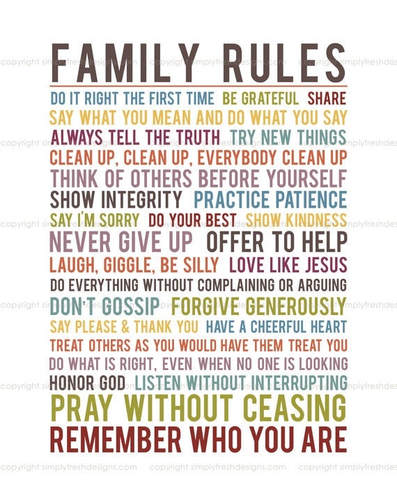 Family Rules - Subway Art - Instant Download