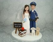 Police Officer & Teacher Personalized Wedding Cake Topper