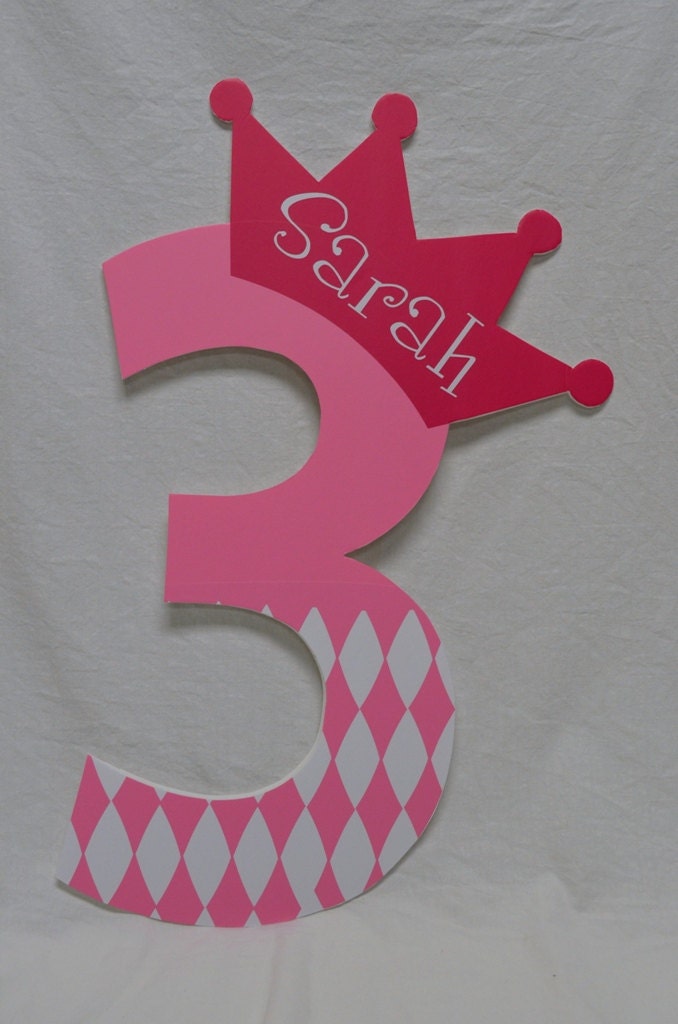Princess - Personalized Number Birthday Sign - Great for Photo Prop or Decoration