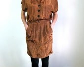 Brown and Black Day Dress