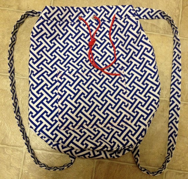 Navy Geometric Print Fashion Backpack Bag Tote Beach Bag