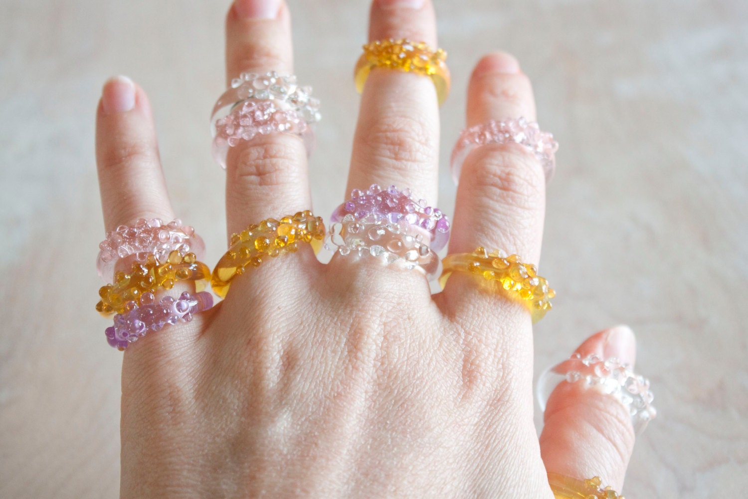 Glass Dot Rings