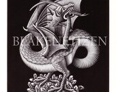 Dragon 1952 Vintage Illustration Art Print on Card stock