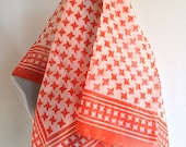 Red Houndstooth Sheer Scarf Ladies Vintage Accessory