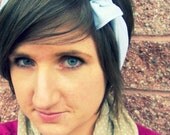 Bow Tie Headscarf - White Jersey Tee Shirt Burnout Tie Up Headband