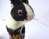 Original Handmade  Needle felted Dutch Bunny  Pincushion