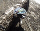 Modern Sterling Silver Ring With Lampwork Glass Cabochon. Lucrezia's Garden