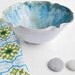ceramic serving Bowl Blue Gray White glazes 5 cup Flower bowl minimalist