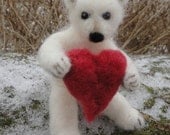 Needle Felted Polar Bear Cub, Teddy Bear Poseable