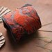 Garden at Dusk, a Fiber Art Cuff in Mandarin and Chocolate Bedouin Hand Embroidery and Lace