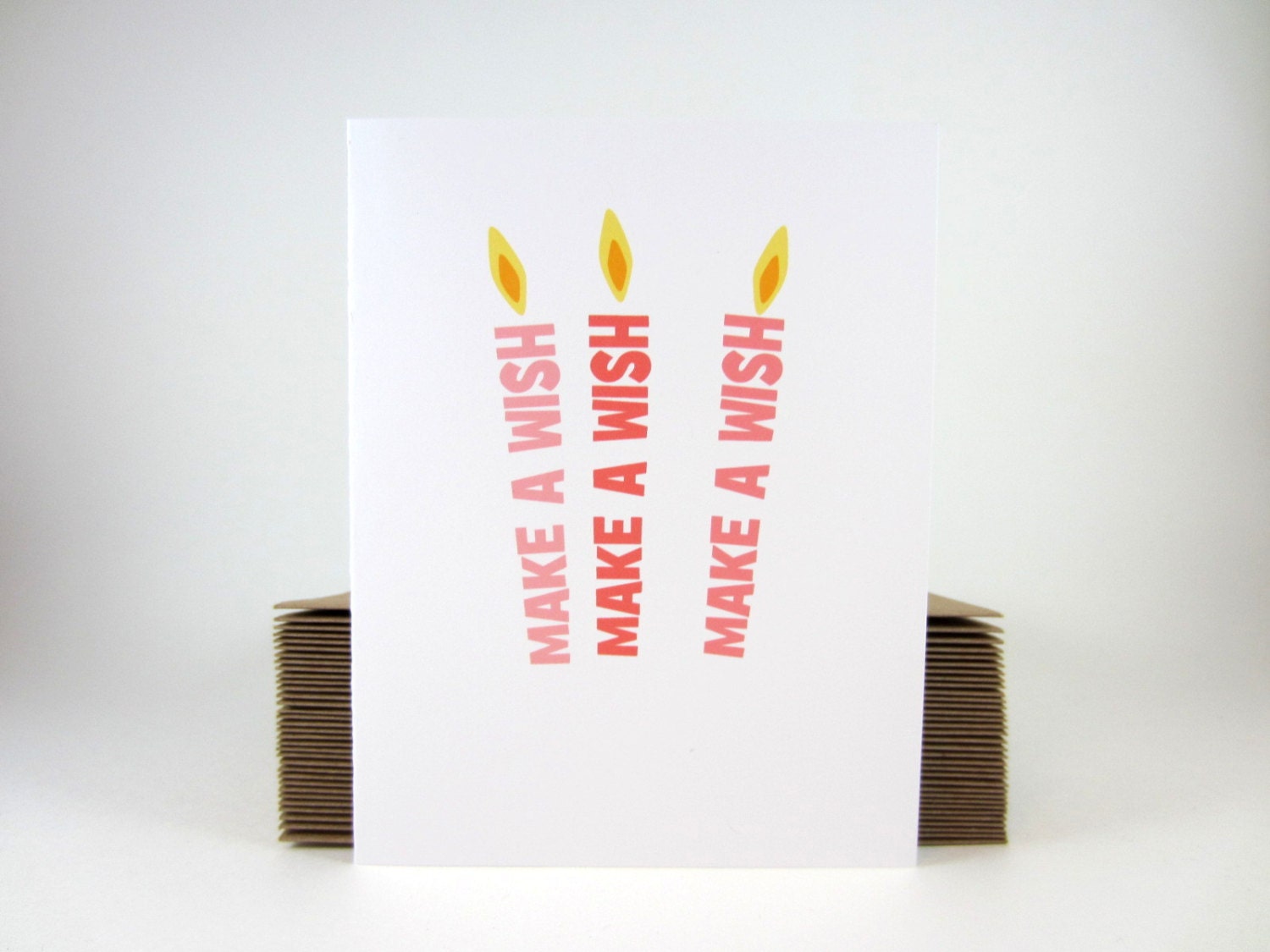 Birthday Card, Celebration Card, Happy Birthday Greeting Card, Birthday Candles, Make A Wish, Pink - single