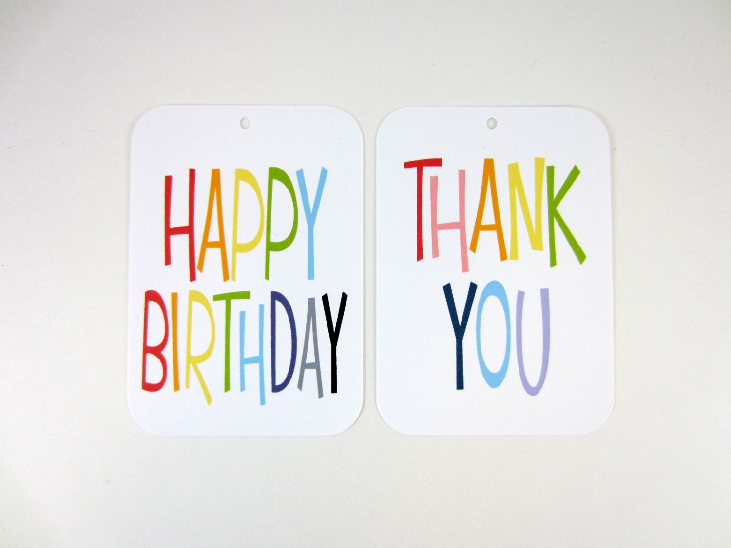 Gift Tags, Happy Birthday Tag, Thank You Tags, Rainbow Tags, Hang Tags, Wrapping Supplies - set of 12