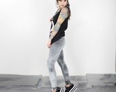 Light Silver Minty Velvet Leggings - MADE -to- ORDER