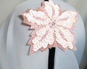 Pink Sequins Beaded Flower Headband