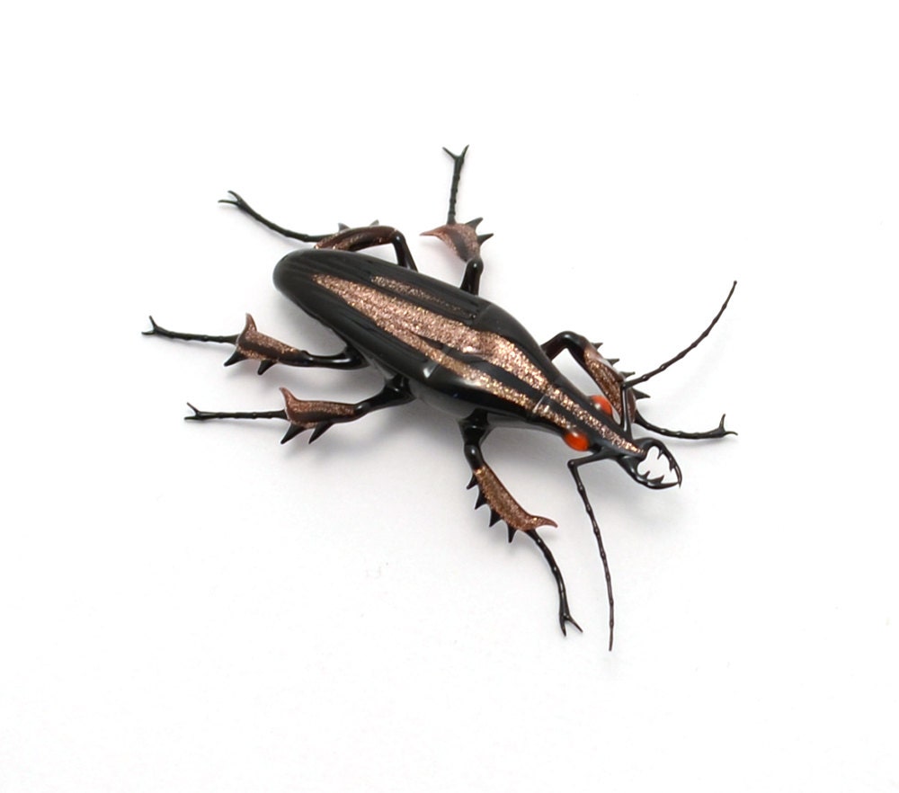 Goldstone Tiger Beetle - glass insect figurine sculpture