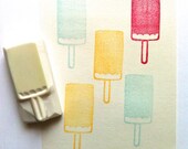 ice cream rubber stamp. hand carved rubber stamp. hand carved stamp. summer holiday stamp. no2.