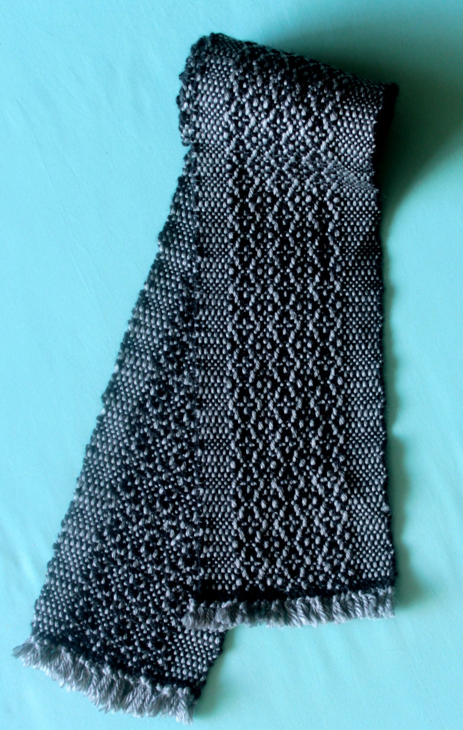 Handwoven Scarf: Black and Grey Millefiori