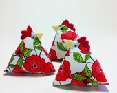 French Hens:  Spring Chickens in Red (Set of Three)