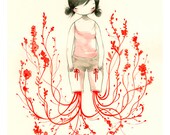 Double Amputee - 11x17in Fine Art color archival print - Delicate Pencil and Ink Drawing