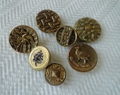 Victorian Antique Buttons - Birds and Leaf Patterns - Vintage Buttons for Steampunk or Jewelry