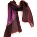 Hand painted silk scarf.Dark violet handpainted scarf.Floral silk scarf.Painting on silk by Dimo
