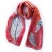 Feather silk scarf paint by hand.Coral silk scarf.Small silk scarf.Woman fashion