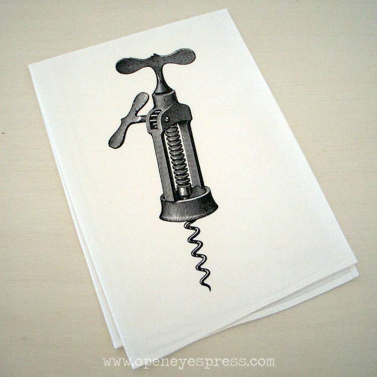 Lint-Free Cotton Tea Towel /// CORKSCREW (White)