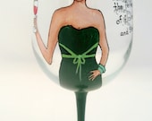 Personalized Wine Glass Funny Quote Diva Emerald Green