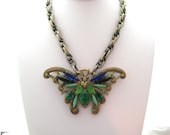 Flawed Envy - From The Mariposa Collection - OOAK Vintage Inspired Rhinestone Butterfly Necklace zoeJane