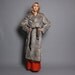70s Real FUR COAT / Belted Rabbit Fur Glam Trench, s-m
