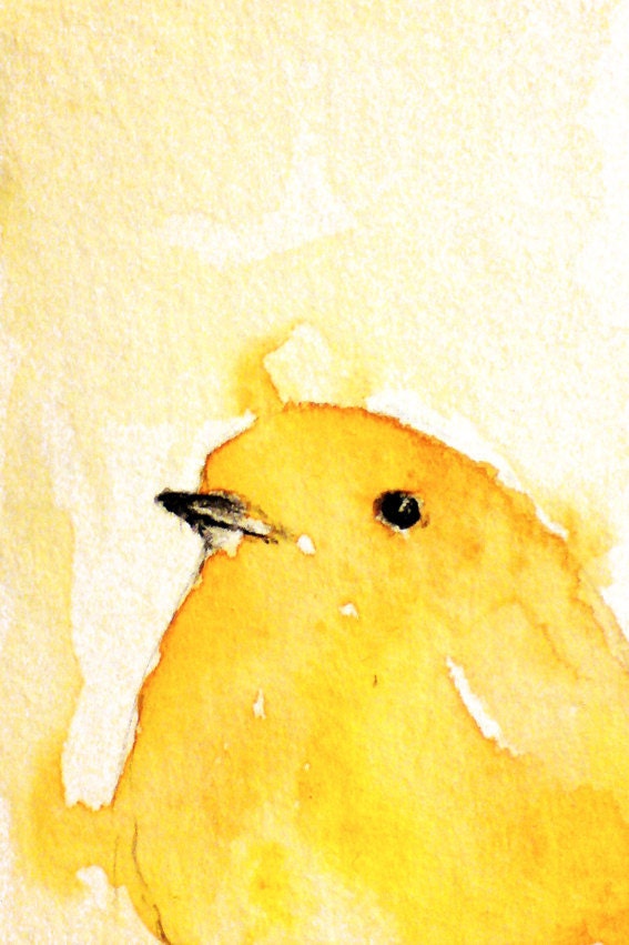 Yellow bird  Watercolor Bird Art PRINT 8x12 inch - Natureandart