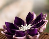Purple Silk Flower Kanzashi Hair Clip - "Thai Blossom"