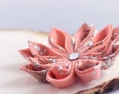 Vegan Friendly: Fabric Flower Clip - Kanzashi Hair Geisha - Coral Garden